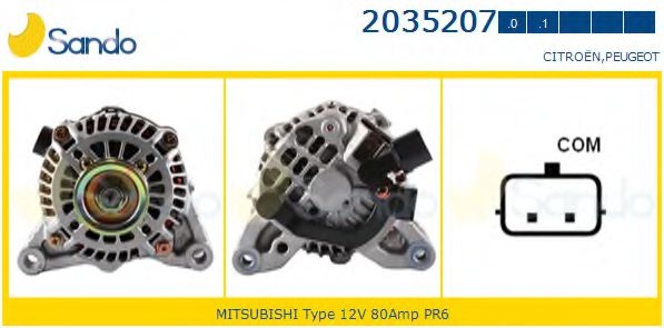SANDO 2035207.0 Генератор для PEUGEOT 207 SW (Пежо 207 св) SANDO 2035207.0 Генератор для PEUGEOT 207 SW (Пежо 207 св)