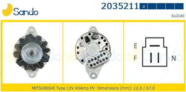 SANDO 2035211.0 Генератор для SUZUKI (Сузуки) SANDO 2035211.0 Генератор для SUZUKI (Сузуки)