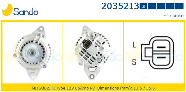 SANDO 2035213.0 Генератор для MITSUBISHI L 300 STARWAGON (Митсубиши/митсубиси Л 300 старвагон) SANDO 2035213.0 Генератор для MITSUBISHI L 300 STARWAGON (Митсубиши/митсубиси Л 300 старвагон)