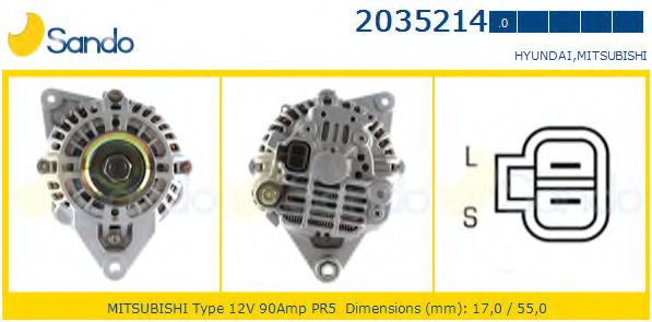 SANDO 2035214.0 Генератор для MITSUBISHI CHALLENGER (Митсубиши/митсубиси Чаллэнгэр) SANDO 2035214.0 Генератор для MITSUBISHI CHALLENGER (Митсубиши/митсубиси Чаллэнгэр)