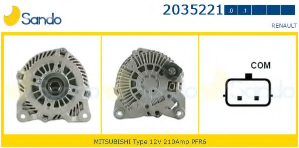 SANDO 2035221.0 Генератор для RENAULT GRAND SCNIC III (Рено Гранд сценик 3) SANDO 2035221.0 Генератор для RENAULT GRAND SCNIC III (Рено Гранд сценик 3)
