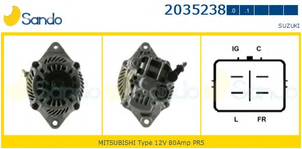 SANDO 2035238.0 Генератор для SUZUKI GRAND VITARA II (Сузуки Гранд витара 2) SANDO 2035238.0 Генератор для SUZUKI GRAND VITARA II (Сузуки Гранд витара 2)