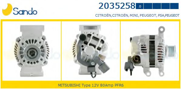 SANDO 2035258.0 Генератор для PEUGEOT (Пежо) SANDO 2035258.0 Генератор для PEUGEOT (Пежо)