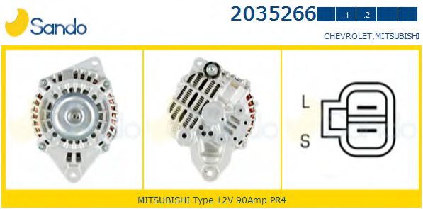 SANDO 2035266.1 Генератор для CHEVROLET VERANEIO (Шевроле Vэранэио) SANDO 2035266.1 Генератор для CHEVROLET VERANEIO (Шевроле Vэранэио)