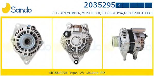 SANDO 2035295.0 Генератор для PEUGEOT 4008 (Пежо 4008) SANDO 2035295.0 Генератор для PEUGEOT 4008 (Пежо 4008)