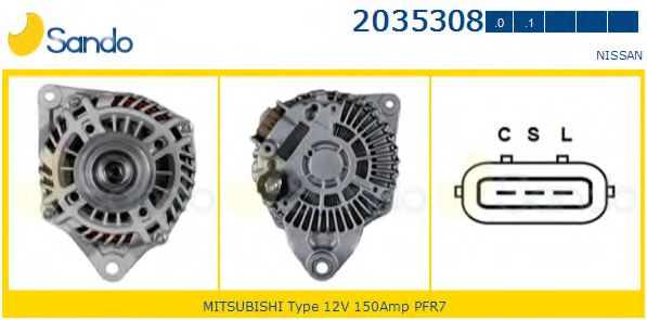 SANDO 2035308.0 Генератор для NISSAN NP300 (Ниссан Нп300) SANDO 2035308.0 Генератор для NISSAN NP300 (Ниссан Нп300)