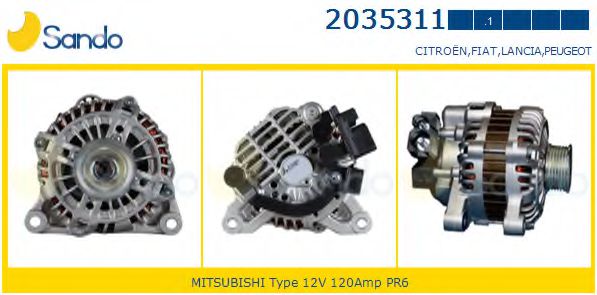 SANDO 2035311.1 Генератор для PEUGEOT (Пежо) SANDO 2035311.1 Генератор для PEUGEOT (Пежо)