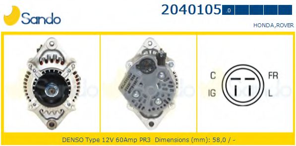 SANDO 2040105.0 Генератор для HONDA (Хонда) SANDO 2040105.0 Генератор для HONDA (Хонда)