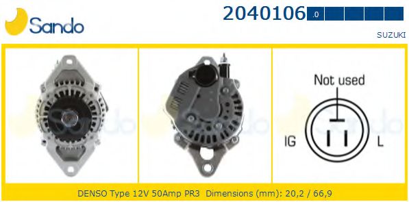SANDO 2040106.0 Генератор для SUZUKI (Сузуки) SANDO 2040106.0 Генератор для SUZUKI (Сузуки)