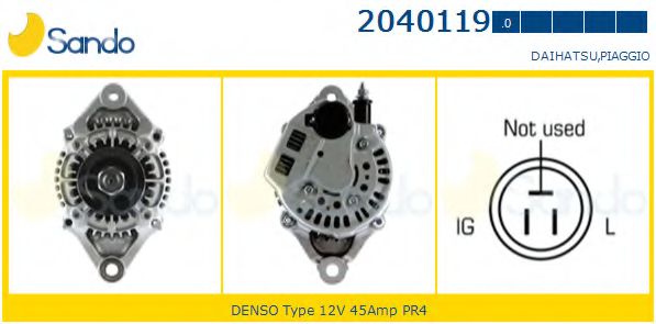 SANDO 2040119.0 Генератор для DAIHATSU GRAN MOVE (Дайхатсу Гран моvэ) SANDO 2040119.0 Генератор для DAIHATSU GRAN MOVE (Дайхатсу Гран моvэ)