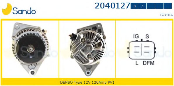 SANDO 2040127.0 Генератор 1CD-FTV для TOYOTA (Тойота/тоета) SANDO 2040127.0 Генератор 1CD-FTV для TOYOTA (Тойота/тоета)