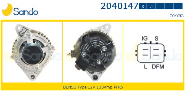 SANDO 2040147.0 Генератор для TOYOTA (Тойота/тоета) SANDO 2040147.0 Генератор для TOYOTA (Тойота/тоета)