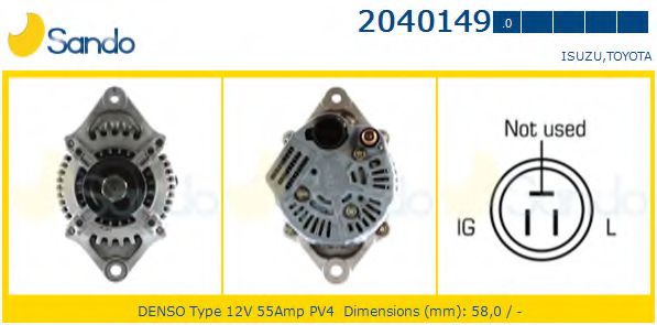 SANDO 2040149.0 Генератор для TOYOTA CELICA (Тойота/тоета Cэлиcа) SANDO 2040149.0 Генератор для TOYOTA CELICA (Тойота/тоета Cэлиcа)