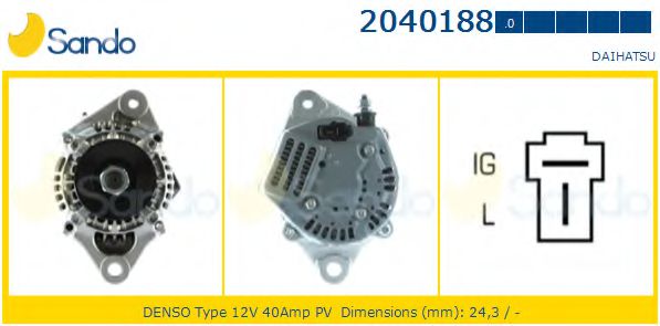 SANDO 2040188.0 Генератор для DAIHATSU CUORE III (Дайхатсу Cуорэ 3) SANDO 2040188.0 Генератор для DAIHATSU CUORE III (Дайхатсу Cуорэ 3)
