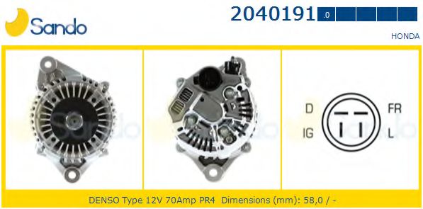 SANDO 2040191.0 Генератор для HONDA (Хонда) SANDO 2040191.0 Генератор для HONDA (Хонда)