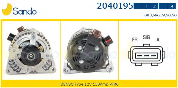 SANDO 2040195.1 Генератор для FORD FOCUS II (Форд Фокус 2) SANDO 2040195.1 Генератор для FORD FOCUS II (Форд Фокус 2)