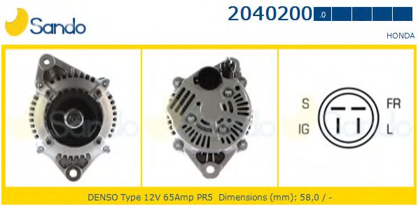 SANDO 2040200.0 Генератор 1001262 для HONDA (Хонда) SANDO 2040200.0 Генератор 1001262 для HONDA (Хонда)