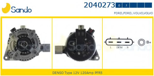 SANDO 2040273.0 Генератор 07 2006 для VOLVO V50 (Вольво V50) SANDO 2040273.0 Генератор 07 2006 для VOLVO V50 (Вольво V50)