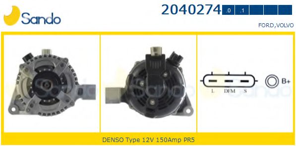 SANDO 2040274.0 Генератор для VOLVO V50 (Вольво V50) SANDO 2040274.0 Генератор для VOLVO V50 (Вольво V50)