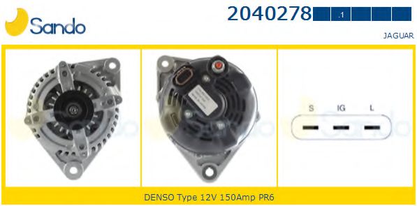 SANDO 2040278.1 Генератор для JAGUAR XK (Ягуар Xк) SANDO 2040278.1 Генератор для JAGUAR XK (Ягуар Xк)