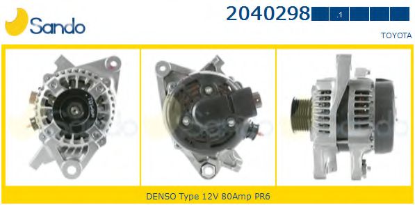 SANDO 2040298.1 Генератор для TOYOTA YARIS (Тойота/тоета Ярис) SANDO 2040298.1 Генератор для TOYOTA YARIS (Тойота/тоета Ярис)