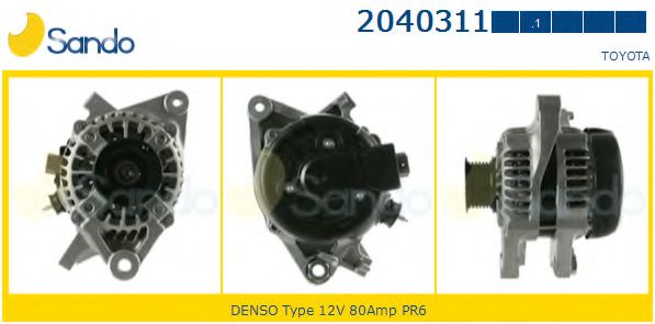 SANDO 2040311.1 Генератор для TOYOTA YARIS (Тойота/тоета Ярис) SANDO 2040311.1 Генератор для TOYOTA YARIS (Тойота/тоета Ярис)