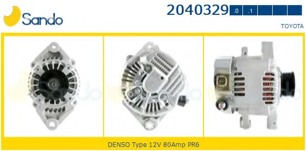 SANDO 2040329.0 Генератор для TOYOTA (Тойота/тоета)