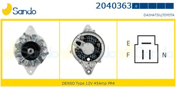 SANDO 2040363.0 Генератор для TOYOTA HIACE II (Тойота/тоета Хиаcэ 2) SANDO 2040363.0 Генератор для TOYOTA HIACE II (Тойота/тоета Хиаcэ 2)