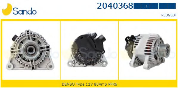 SANDO 2040368.1 Генератор для PEUGEOT 2008 (Пежо 2008) SANDO 2040368.1 Генератор для PEUGEOT 2008 (Пежо 2008)