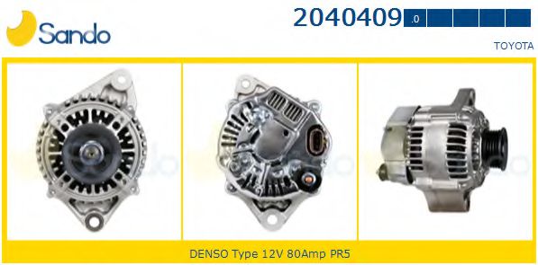 SANDO 2040409.0 Генератор для TOYOTA (Тойота/тоета) SANDO 2040409.0 Генератор для TOYOTA (Тойота/тоета)