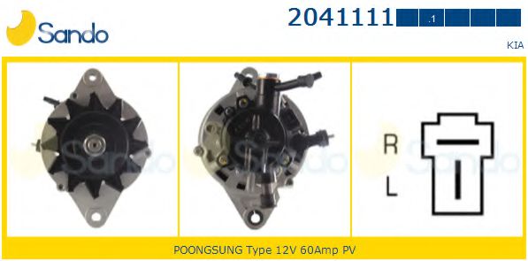 SANDO 2041111.1 Генератор для KIA K2700 (Киа К2700) SANDO 2041111.1 Генератор для KIA K2700 (Киа К2700)