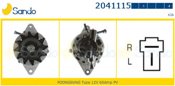 SANDO 2041115.4 Генератор для KIA K2700 (Киа К2700) SANDO 2041115.4 Генератор для KIA K2700 (Киа К2700)