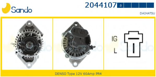 SANDO 2044107.0 Генератор для DAIHATSU CUORE VI (Дайхатсу Cуорэ vи) SANDO 2044107.0 Генератор для DAIHATSU CUORE VI (Дайхатсу Cуорэ vи)
