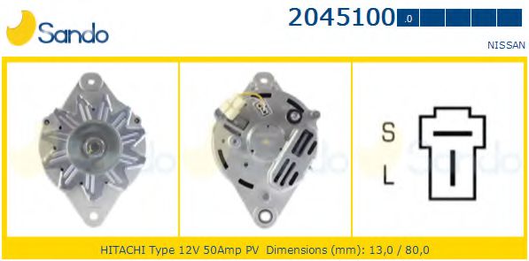 SANDO 2045100.0 Генератор для NISSAN SENTRA I (Ниссан Сэнтра и) SANDO 2045100.0 Генератор для NISSAN SENTRA I (Ниссан Сэнтра и)