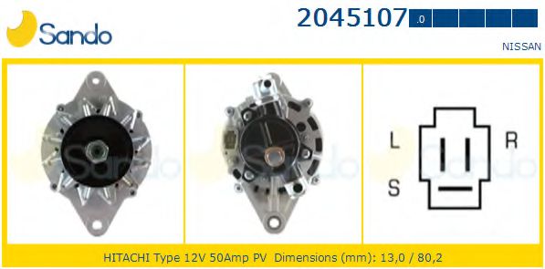 SANDO 2045107.0 Генератор для NISSAN PULSAR I (Ниссан Пулсар и) SANDO 2045107.0 Генератор для NISSAN PULSAR I (Ниссан Пулсар и)