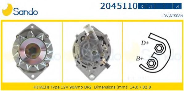 SANDO 2045110.0 Генератор для NISSAN (Ниссан) SANDO 2045110.0 Генератор для NISSAN (Ниссан)