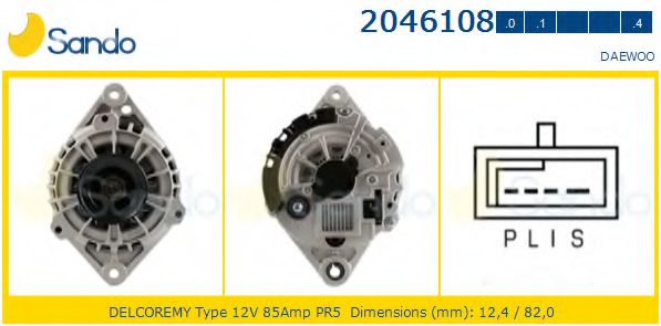 SANDO 2046108.0 Генератор для DAEWOO (Дэу) SANDO 2046108.0 Генератор для DAEWOO (Дэу)
