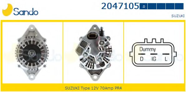 SANDO 2047105.0 Генератор для SUZUKI GRAND VITARA XL-7 I (Сузуки Гранд витара xл-7 и) SANDO 2047105.0 Генератор для SUZUKI GRAND VITARA XL-7 I (Сузуки Гранд витара xл-7 и)