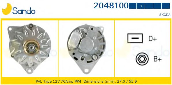 SANDO 2048100.1 Генератор RIEMENSCHEIBE WECHSE для SKODA FELICIA (Шкода Фелиция) SANDO 2048100.1 Генератор RIEMENSCHEIBE WECHSE для SKODA FELICIA (Шкода Фелиция)