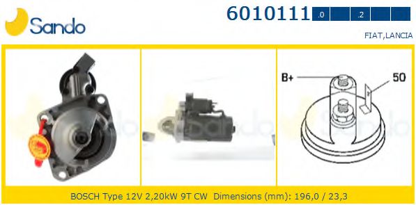 SANDO 6010111.0 Стартер для FIAT TEMPRA (Фиат Тэмпра) SANDO 6010111.0 Стартер для FIAT TEMPRA (Фиат Тэмпра)