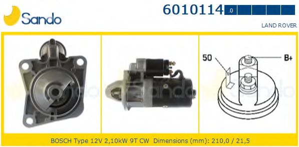 SANDO 6010114.0 Стартер для LAND ROVER DEFENDER (Ленд ровер/лэнд ровер Дэфэндэр) SANDO 6010114.0 Стартер для LAND ROVER DEFENDER (Ленд ровер/лэнд ровер Дэфэндэр)