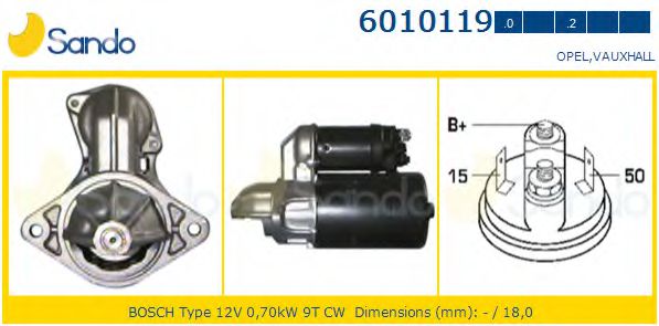 SANDO 6010119.2 Стартер для OPEL MANTA B CC (Опель Манта б cc) SANDO 6010119.2 Стартер для OPEL MANTA B CC (Опель Манта б cc)
