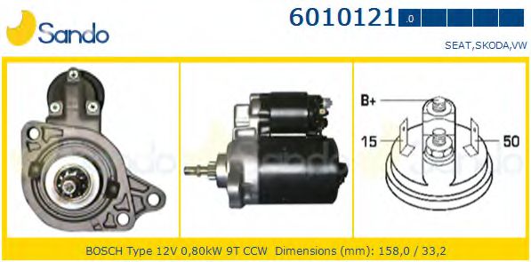 SANDO 6010121.0 Стартер для VOLKSWAGEN SCIROCCO (Фольксваген Сcироccо) SANDO 6010121.0 Стартер для VOLKSWAGEN SCIROCCO (Фольксваген Сcироccо)