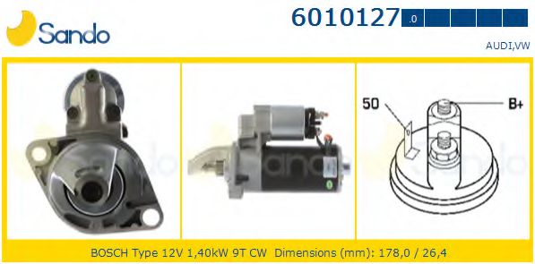 SANDO 6010127.0 Стартер для AUDI A8 (Ауди А8) SANDO 6010127.0 Стартер для AUDI A8 (Ауди А8)