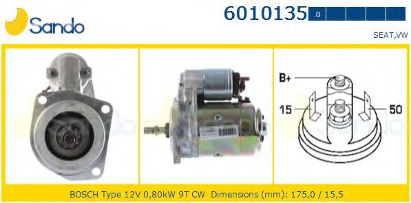 SANDO 6010135.0 Стартер для VOLKSWAGEN JETTA II (Фольксваген Жэтта 2) SANDO 6010135.0 Стартер для VOLKSWAGEN JETTA II (Фольксваген Жэтта 2)