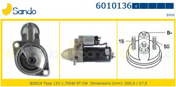 SANDO 6010136.0 Стартер для BMW 7 (Бмв 7) SANDO 6010136.0 Стартер для BMW 7 (Бмв 7)