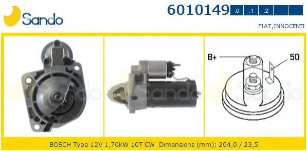 SANDO 6010149.0 Стартер для FIAT (Фиат) SANDO 6010149.0 Стартер для FIAT (Фиат)