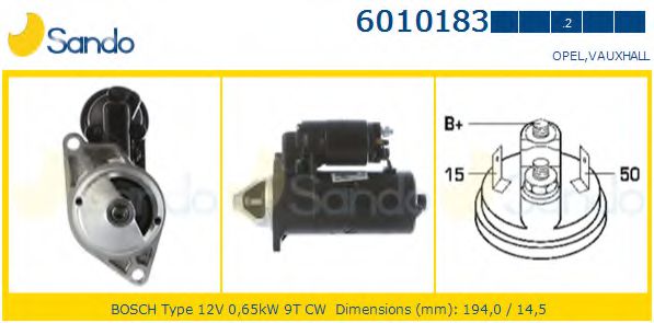 SANDO 6010183.2 Стартер для OPEL ASCONA B (Опель Асcона б) SANDO 6010183.2 Стартер для OPEL ASCONA B (Опель Асcона б)