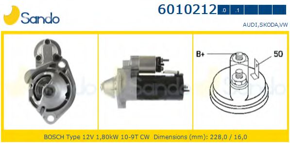 SANDO 6010212.0 Стартер 07 1990 для AUDI 90 (Ауди 90) SANDO 6010212.0 Стартер 07 1990 для AUDI 90 (Ауди 90)