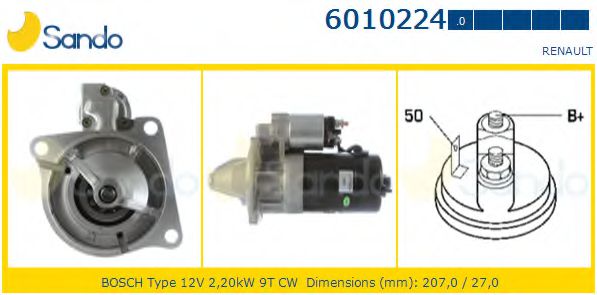 SANDO 6010224.0 Стартер для RENAULT MASTER I (Рено Мастэр и) SANDO 6010224.0 Стартер для RENAULT MASTER I (Рено Мастэр и)